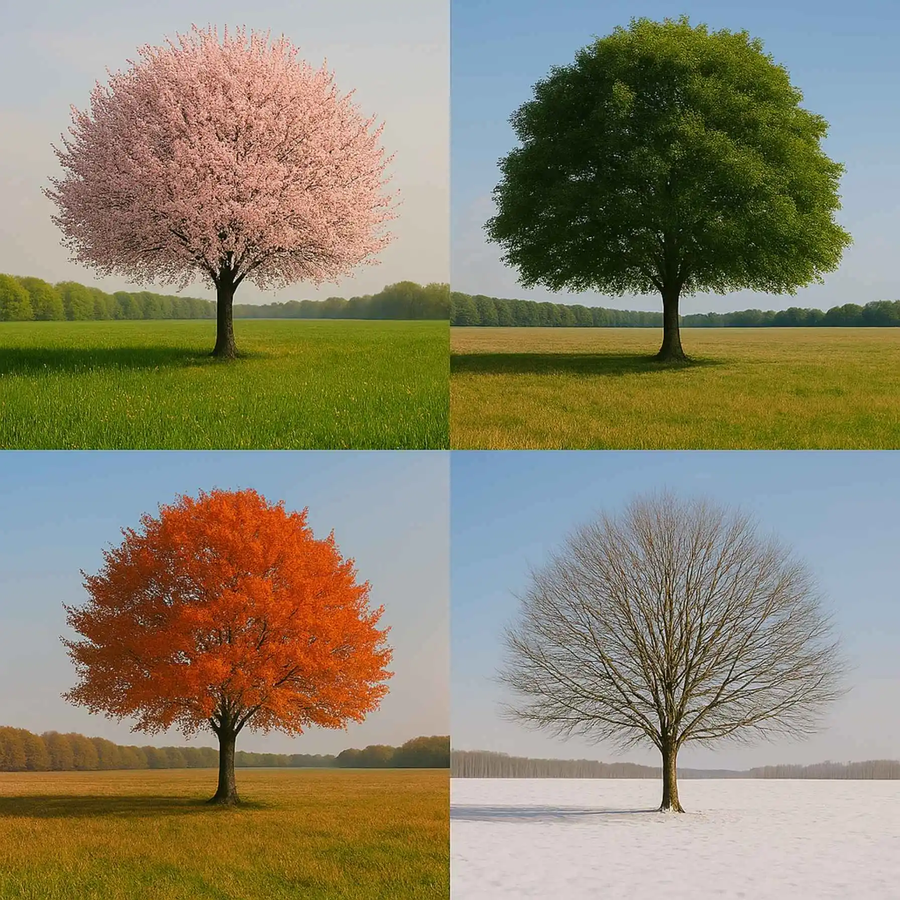 the same landscape shown across four different seasons.